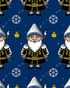 Whimsical Blue Santa Claus Snowflakes Rug