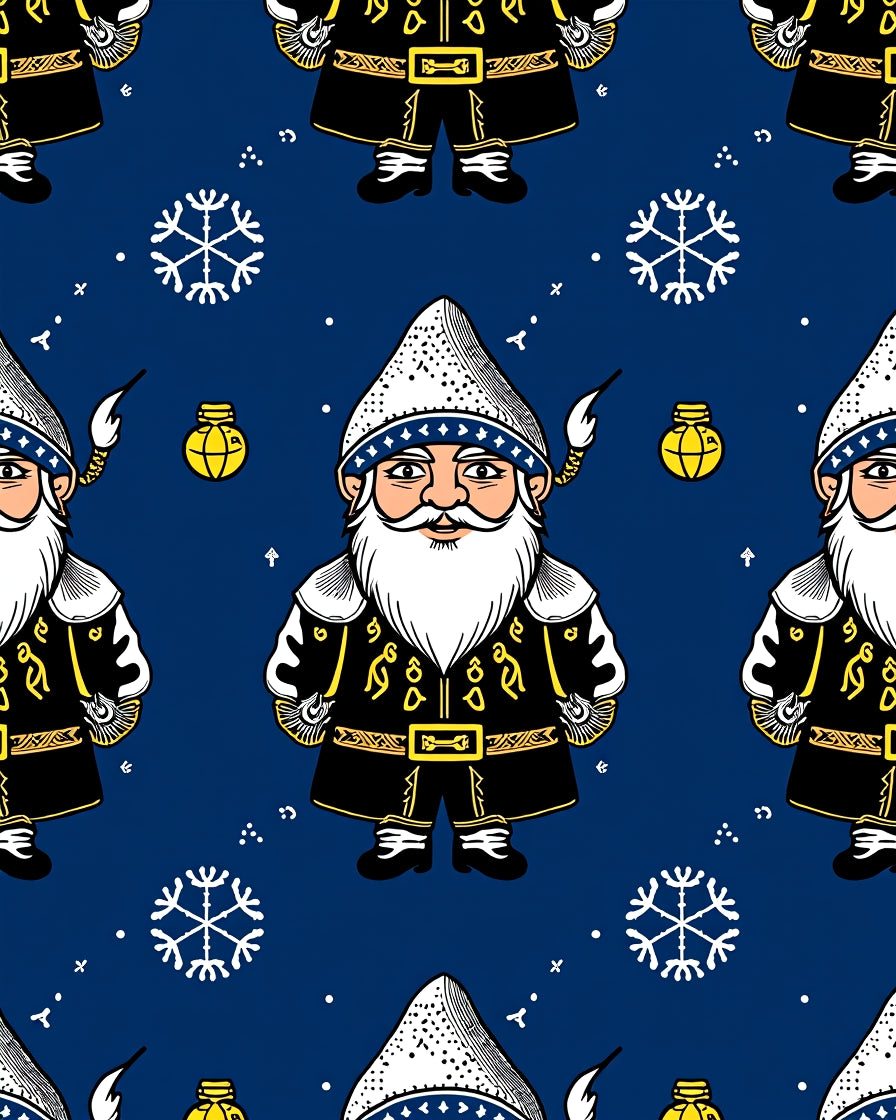 Whimsical Blue Santa Claus Snowflakes Rug