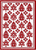 Red Christmas Tree Snowflakes Border Rug