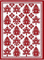 Red Christmas Tree Snowflakes Border Rug