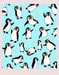 Playful Penguin Snowflakes Aqua Background Rug