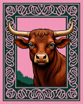 Brown Bull Celtic Border Pink Rug