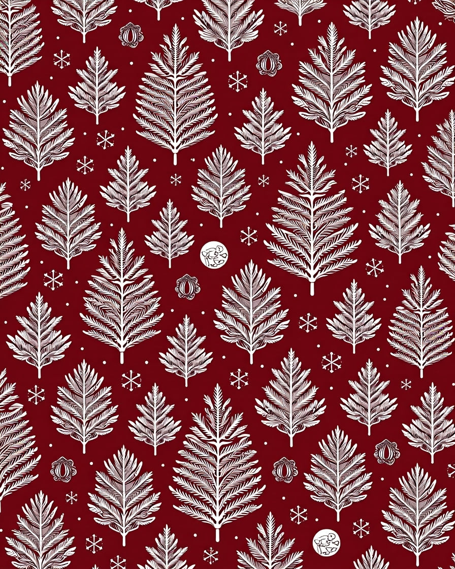 Crimson White Evergreen Snowflake Collection Rug