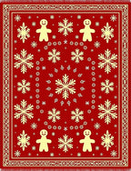 Red Gingerbread Snowflake Festive Rug