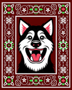 Crimson Husky Floral Medallion Border Rug
