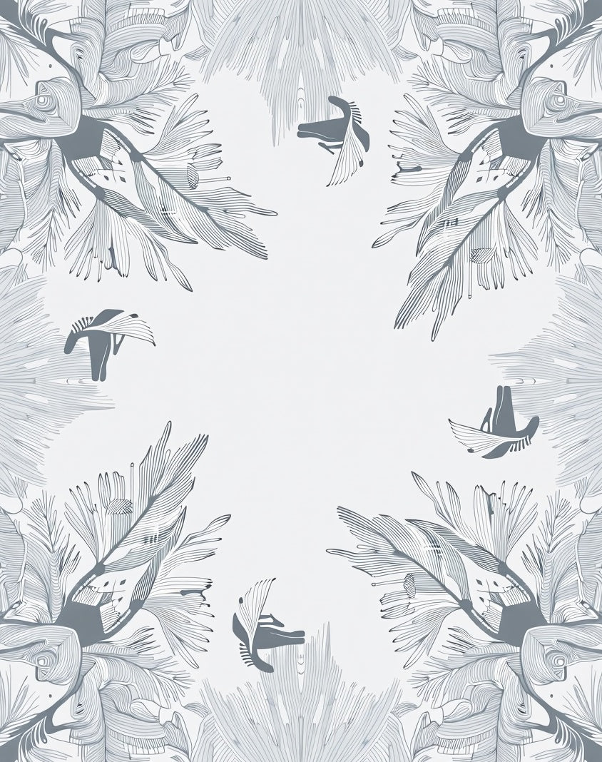 Gray Abstract Organic Lines Art Rug