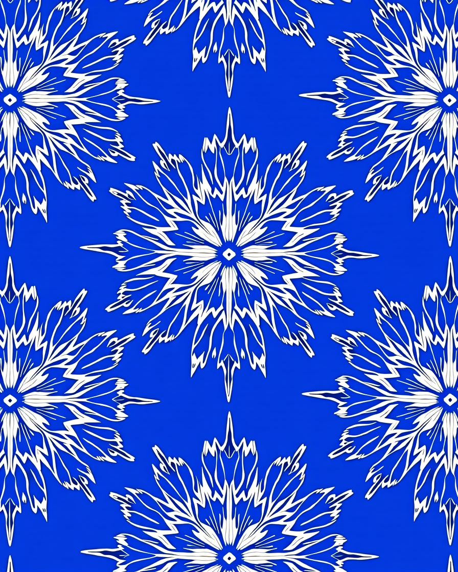 Bold Blue White Starburst Mandala Rug