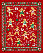 Festive Red Gingerbread Man Holiday Rug