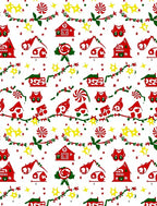 Festive Red Green Starry Gingerbread House Rug