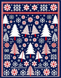 Red White Blue Christmas Trees Snowflakes Rug