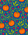 Bold Orange Pumpkin Vine Motif Rug