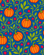 Bold Orange Pumpkin Vine Motif Rug