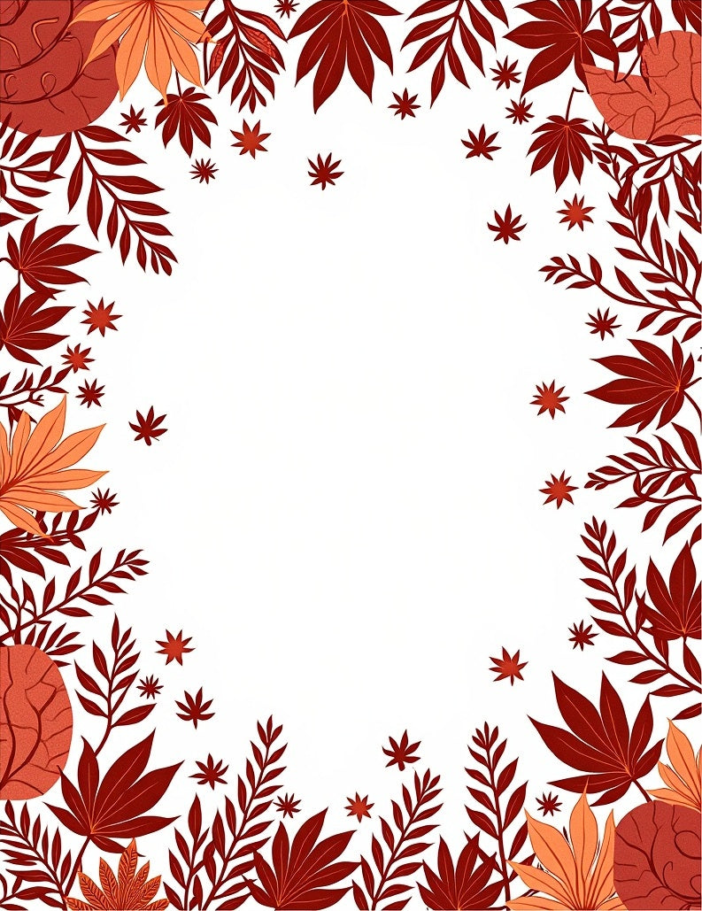 Crimson Copper Falling Leaf Border Rug