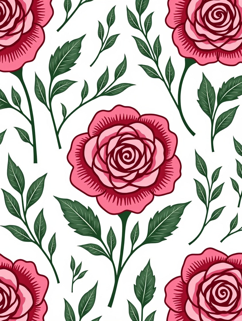 Whimsical Pink Roses Botanical Garden Rug