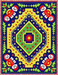 Bold Red Blue Folk Art Medallion Rug