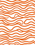Vibrant Orange Wavy Line Art Rug