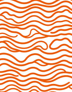 Vibrant Orange Wavy Line Art Rug