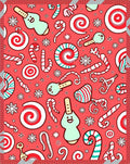 Sweet Red Candy and Snowflakes Rug