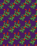 Crimson Berry Evergreen Sprig Accents Rug