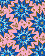 Pink Cobalt Starburst Floral Medallion Rug