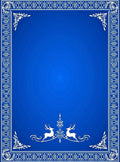 Royal Blue Elegant Reindeer Border Rug