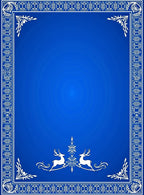 Royal Blue Elegant Reindeer Border Rug