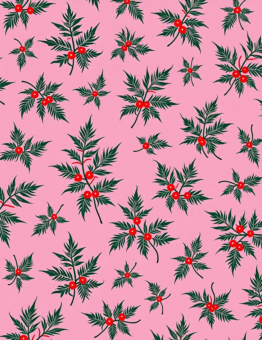 Pink Green Red Berry Foliage Rug