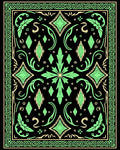 Green Black Elaborate Diamond Floral Border Rug