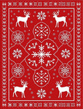 Winter Red Deer Snowflake Mandala Rug