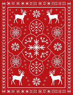 Winter Red Deer Snowflake Mandala Rug