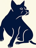 Deep Blue Sitting Dog Silhouette Rug