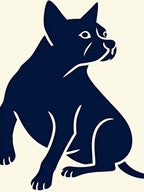 Deep Blue Sitting Dog Silhouette Rug