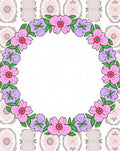 Pink Purple Floral Wreath Border Rug