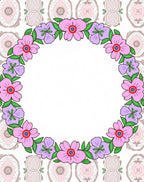Pink Purple Floral Wreath Border Rug
