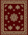 Rich Crimson Golden Floral Medallion Rug