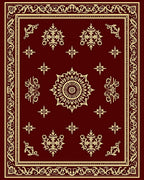Rich Crimson Golden Floral Medallion Rug