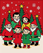 Festive Gnomes With Christmas Trees Rug