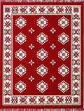 Crimson White Ornamental Medallion Border Rug