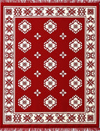 Crimson White Ornamental Medallion Border Rug