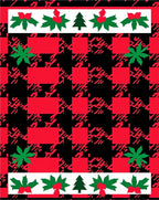 Red Black Plaid Holly Forest Rug