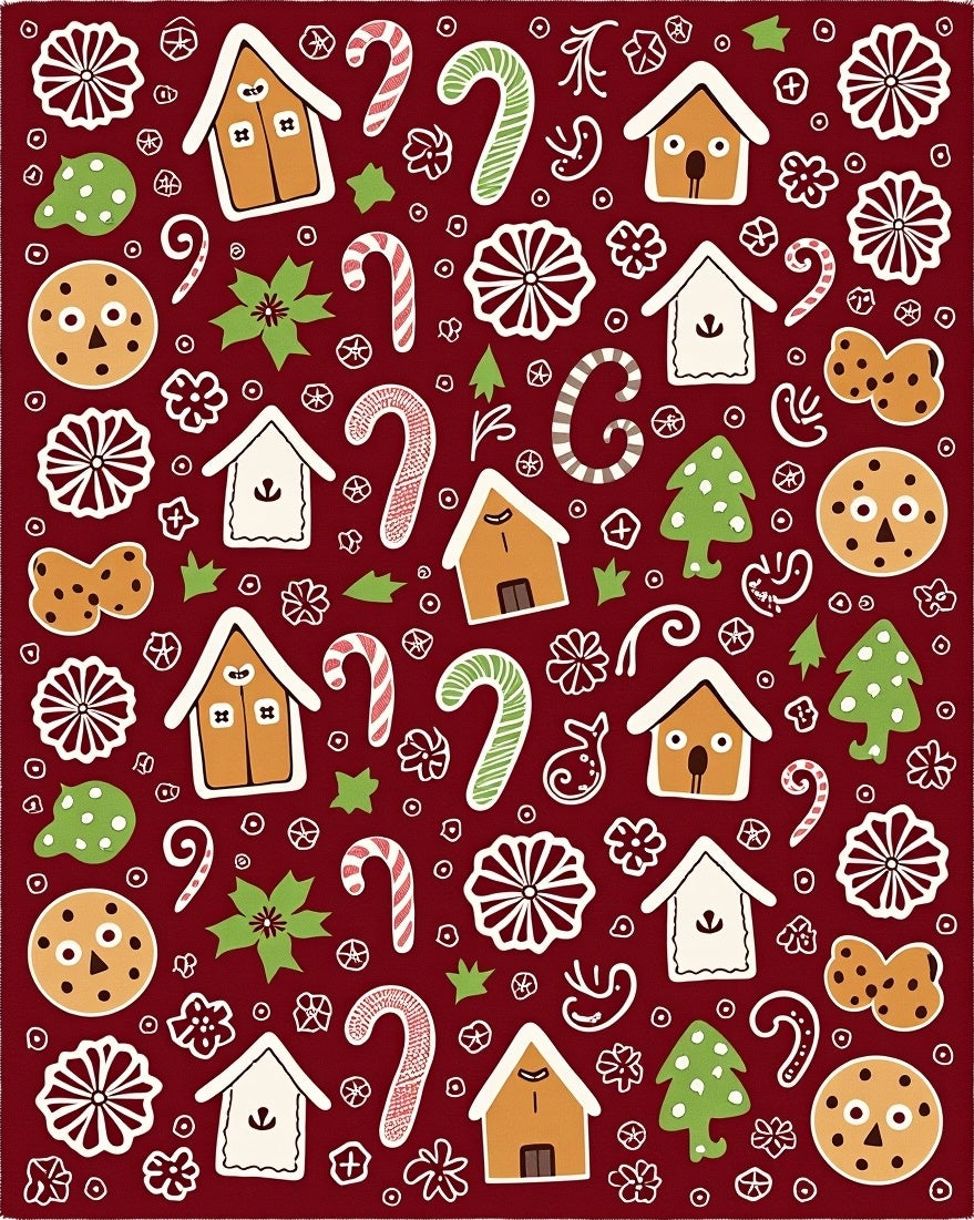 Whimsical Christmas Cookie Gingerbread Houses Rug