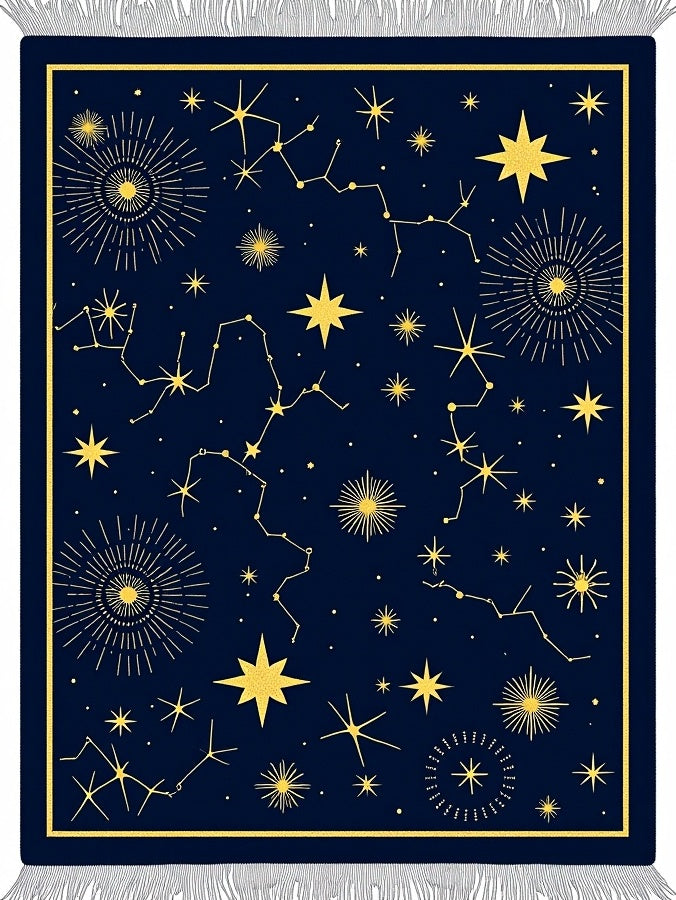 Golden Constellations Deep Night Rug