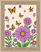 Orange Butterflies Purple Daisy Garden Rug