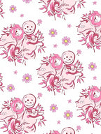Sweet Pink Floral Character Collage Rug