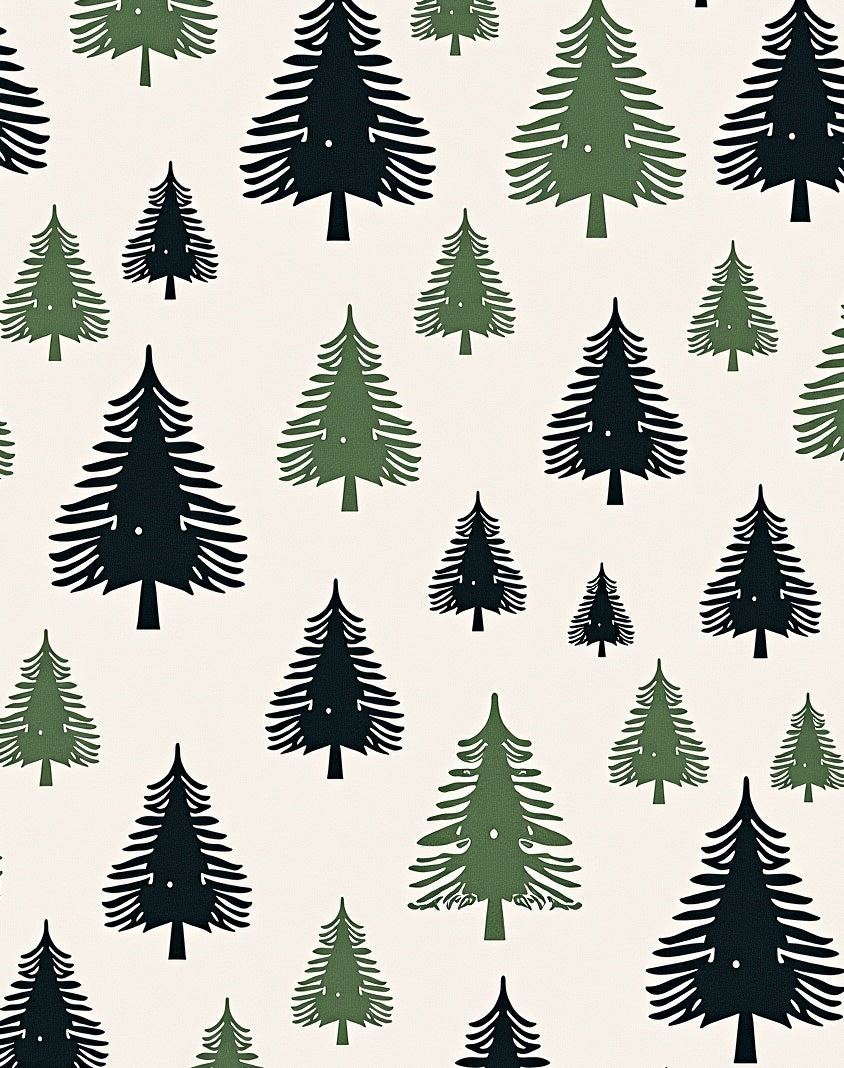 Forest Green Pine Silhouette Arrangement Rug