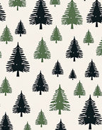 Forest Green Pine Silhouette Arrangement Rug