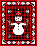 Red Black Buffalo Check Snowman Snowflakes Border Rug