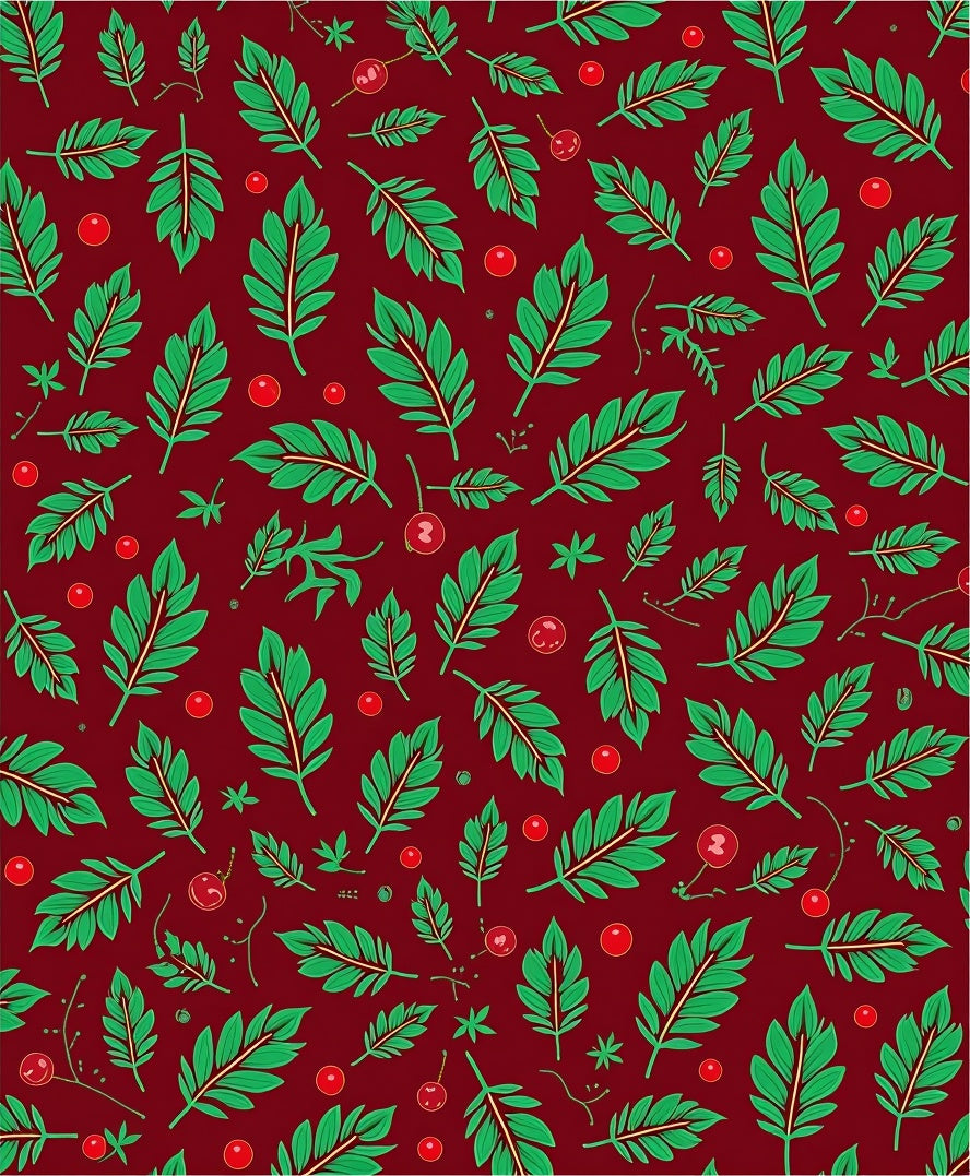 Deep Red Leafy Berry Branch Rug