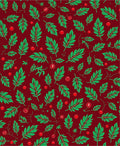 Deep Red Leafy Berry Branch Rug