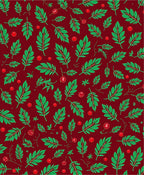 Deep Red Leafy Berry Branch Rug